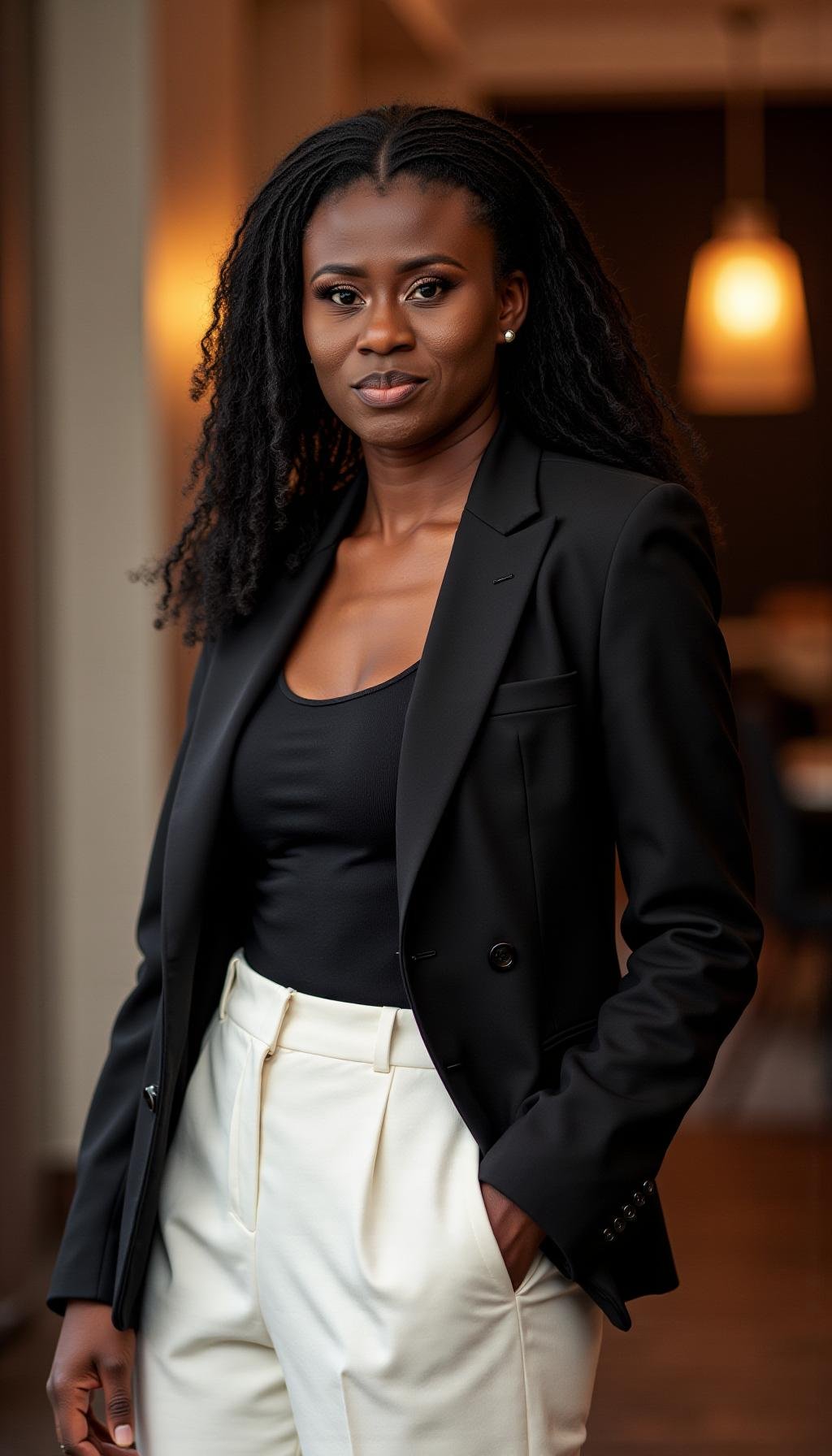 Ijeoma Nkwocha in a black blazer